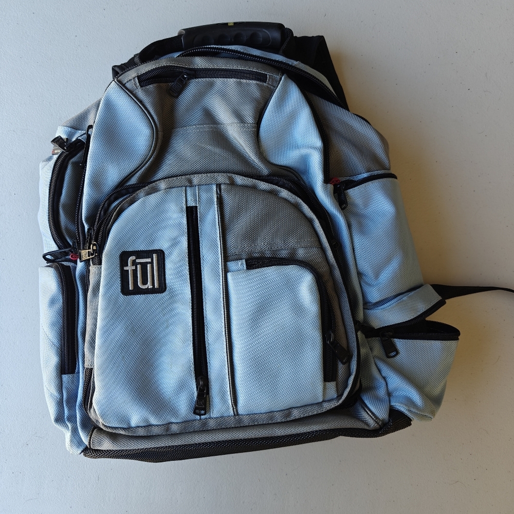 Stylish Ful Blue and Gray Backpack With Padded Laptop Pouch